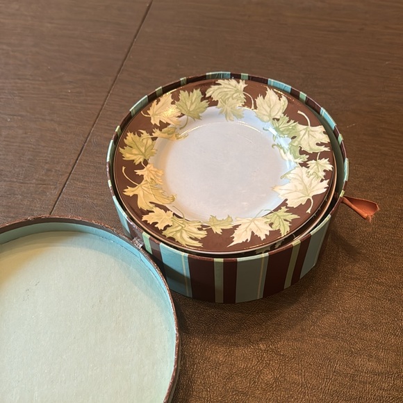 Beautiful Vintage Small Appetizer Dessert Plates Set Of 4 Blue & Brown - Picture 4 of 7